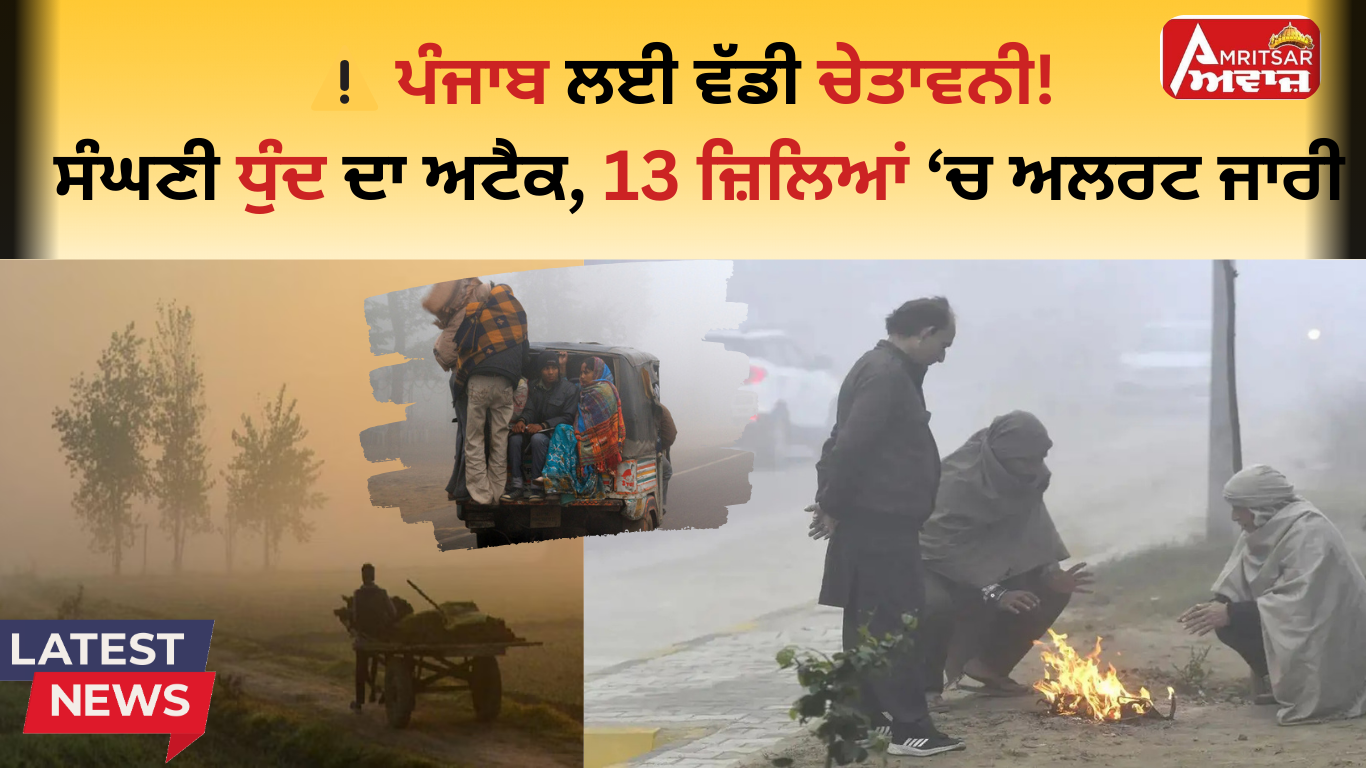 Punjab ‘ਚ ਪਏਗੀ ਸੰਘਣੀ ਧੁੰਦ, ਲੁਧਿਆਣਾ, ਜਲੰਧਰ ਸਣੇ 13 ਜ਼ਿਲ੍ਹਿਆਂ ਲਈ Alert🚨 ਜਾਰੀ